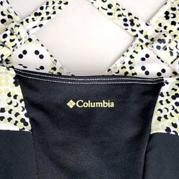 Columbia Swimsuit Tankini Top Black, Off White, Green Geometric & Solid M #210A - Picture 5 of 7